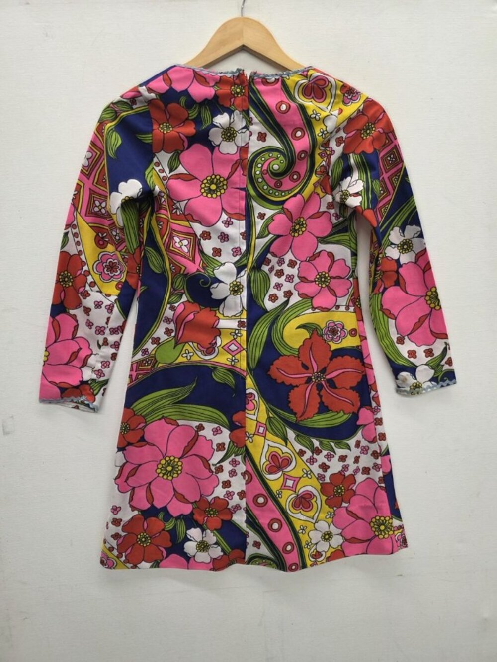 Vintage Flower multicolor Mini Dress Gogo Girl Halloween Size Small Handmade - Picture 8 of 14